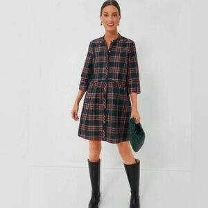 NEW Tuckernuck Highland Tartan Plaid Royal Shirt Dress XS Holiday Preppy Classic